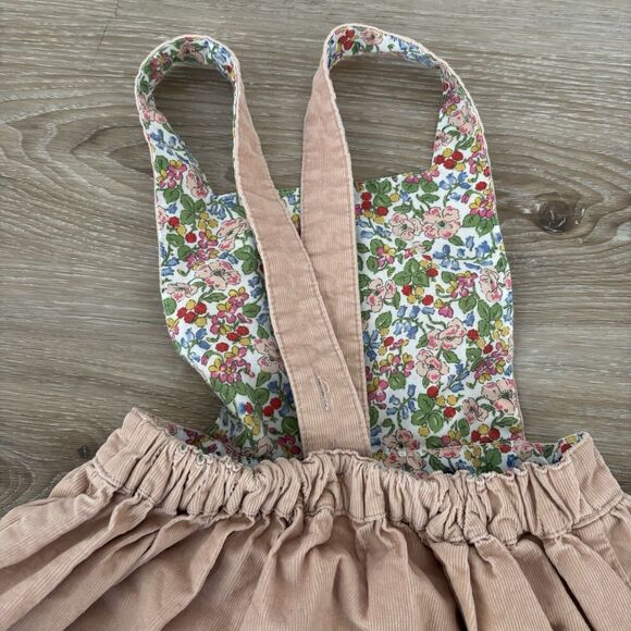 Mini Boden Dress Size 4-5 Rose Pink Corduroy Pinney Dress Flower Embroidery - Picture 5 of 5